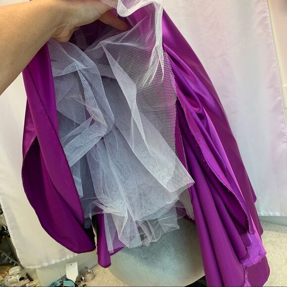 Purple sweetheart neckline rhinestone sequin beaded prom ball gown dress Sz 6 - Picture 11 of 15